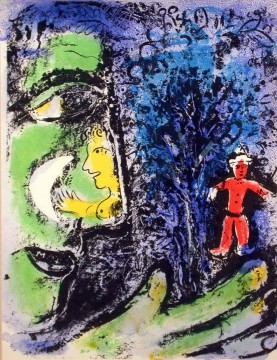 Marc Chagall Painting - Perfil y Niño Rojo contemporáneo Marc Chagall
